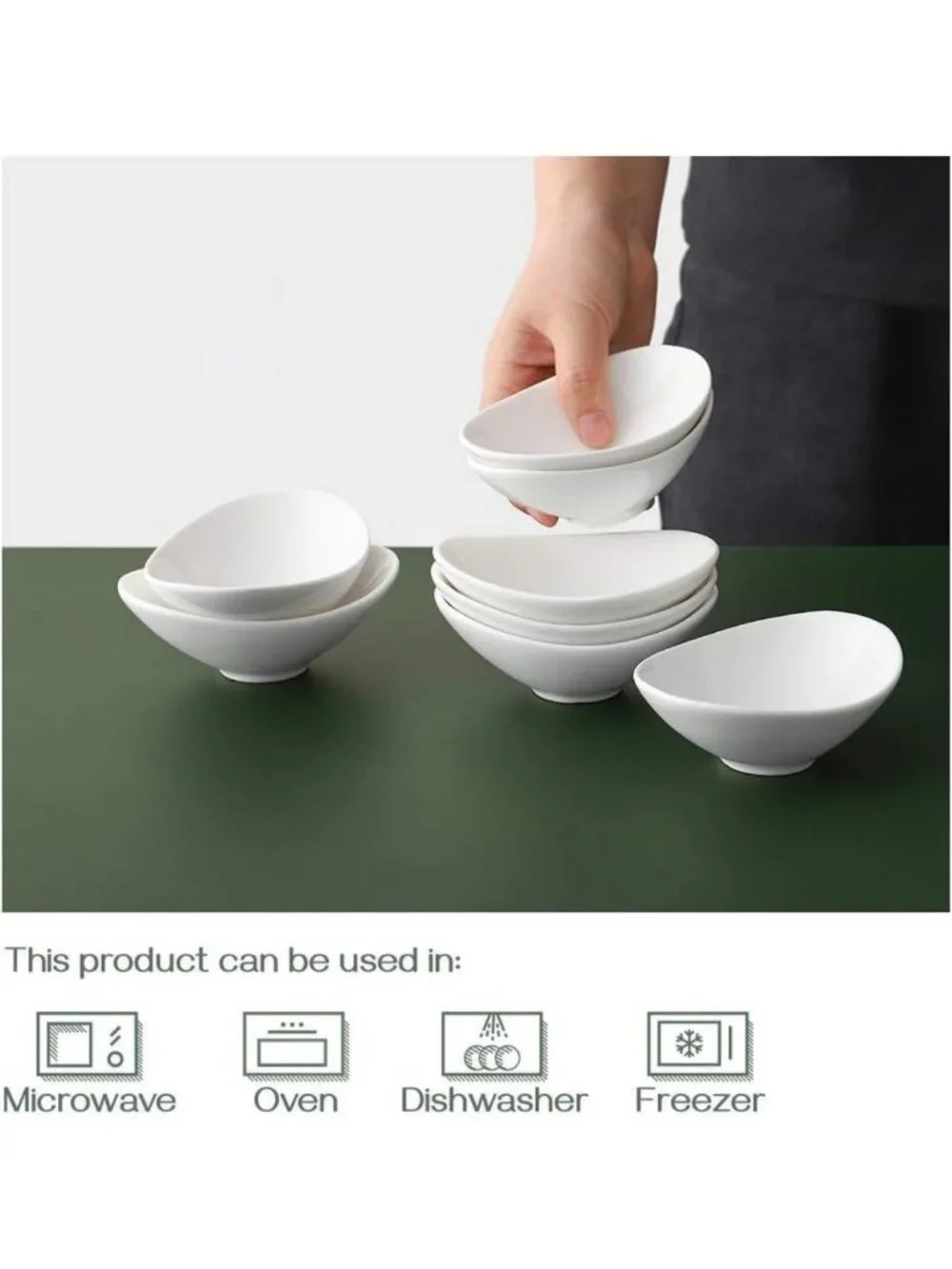 Set of 8 Mini Ceramic Dipping Bowls - 3 oz Porcelain Sauce Cups for BBQ